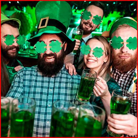 4 Pairs Novelty Shamrock Sunglasses, Plastic Rimless Design, Party Favors main image 6